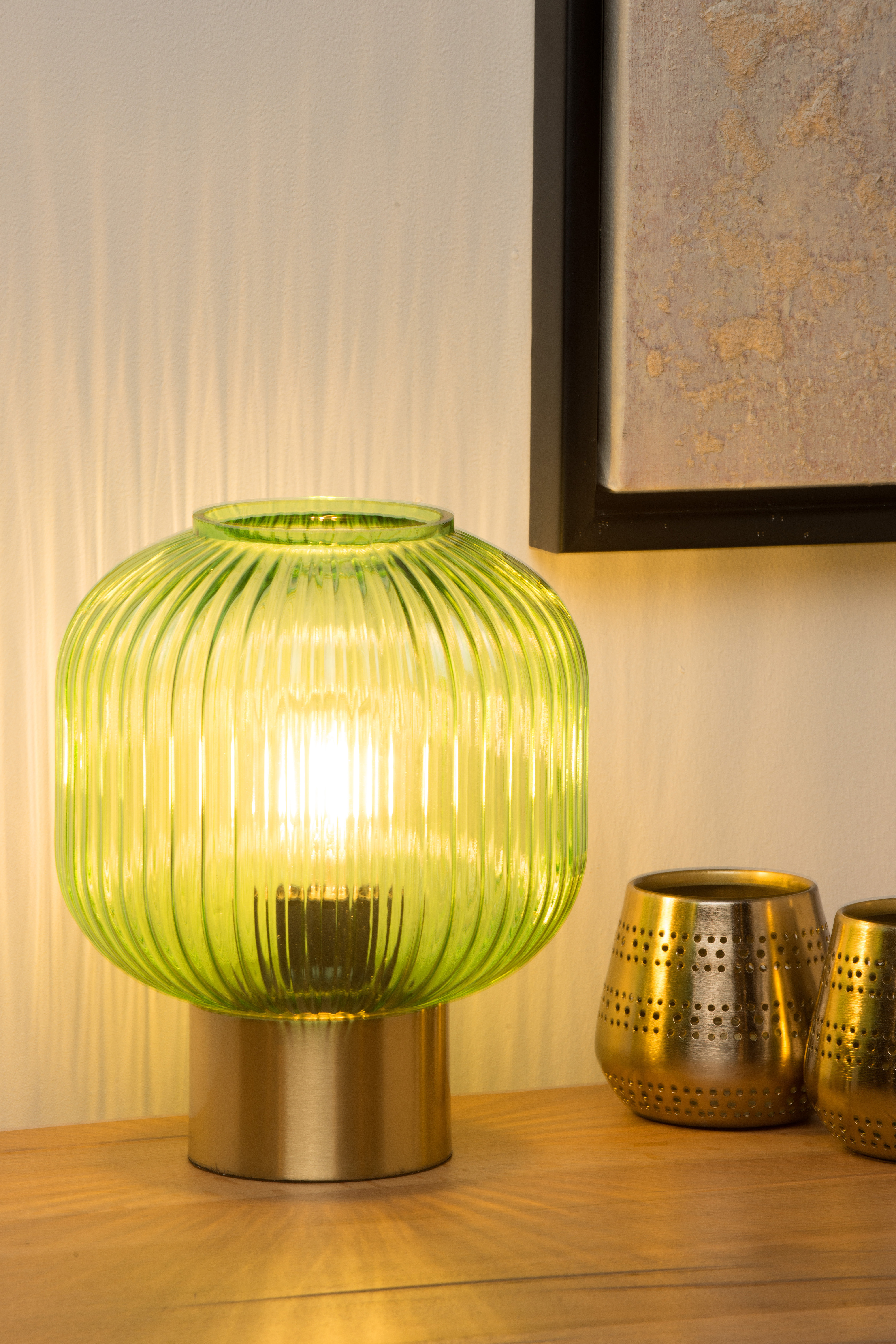 Vintage green deals glass table lamp